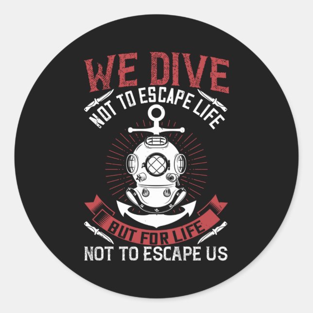 Diving - classic round sticker (Front)