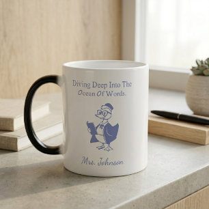 Diving Deep Into Ocean of Words Book Lover Design Magic Mug