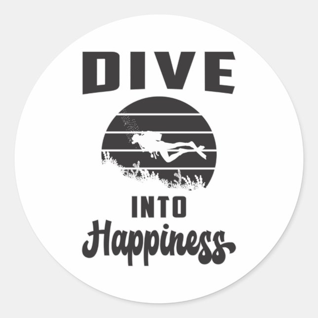 Diving Dive Diver Scuba Diving Sea Funny Gift Idea Classic Round Sticker (Front)