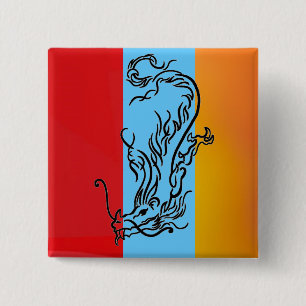 Diving Dragon 2 Inch Square Button
