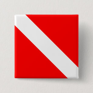Diving Flag Scuba Diver Diver Down 2 Inch Square Button