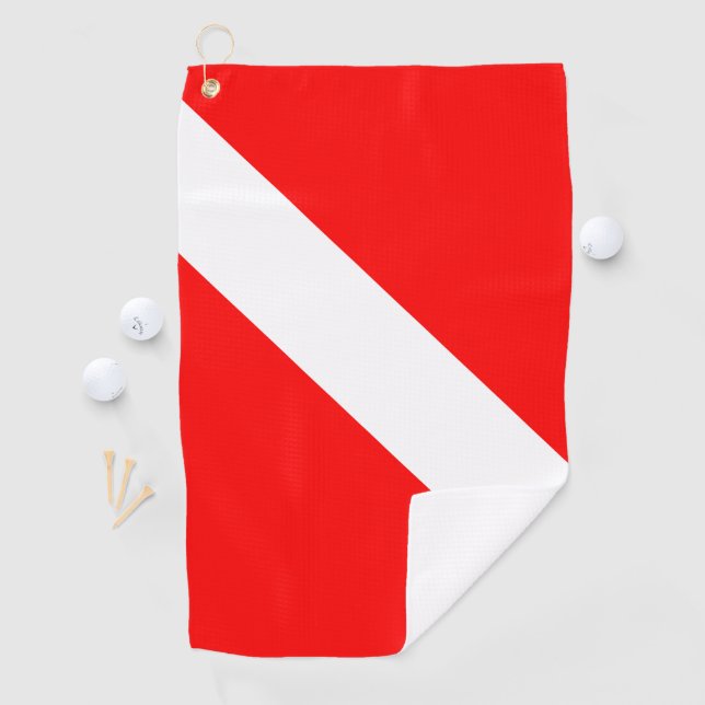 Diving Flag Scuba Diver Diver Down Golf Towel (InSitu)