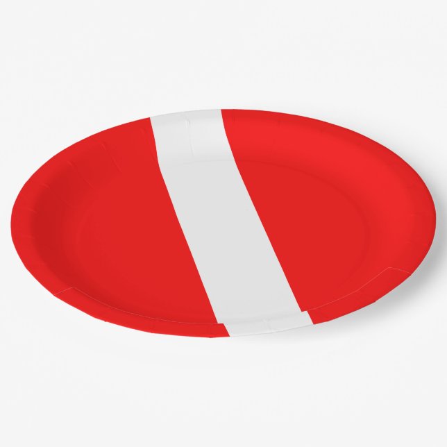 Diving Flag Scuba Diver Diver Down Paper Plate (Angled)