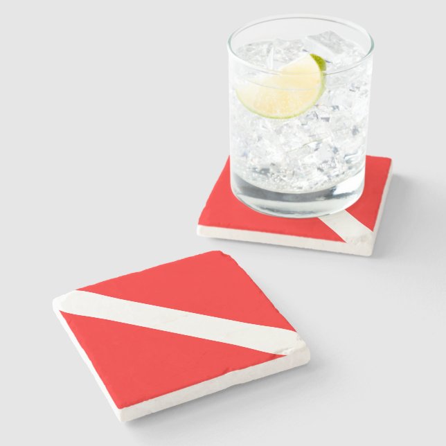 Diving Flag Scuba Diver Diver Down Stone Coaster (Side)