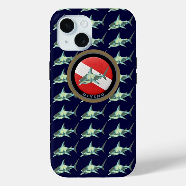 Diving Flag Shark pattern Case-Mate iPhone Case (Back)