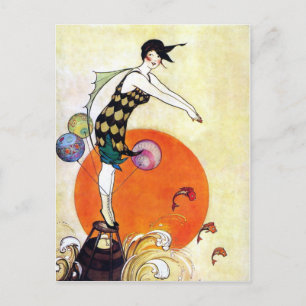 Diving Flapper Girl Postcard