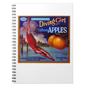 Diving Girl Apples Notebook
