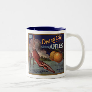 Diving Girl Apples Two-Tone Coffee Mug