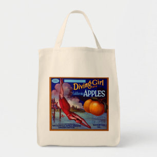 Diving Girl California Apples Tote Bag
