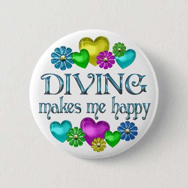 Diving Happiness 2 Inch Round Button (Front)
