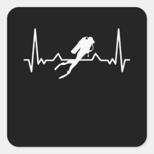 Diving Heartbeat Sea Dive Gift for Diver Square Sticker