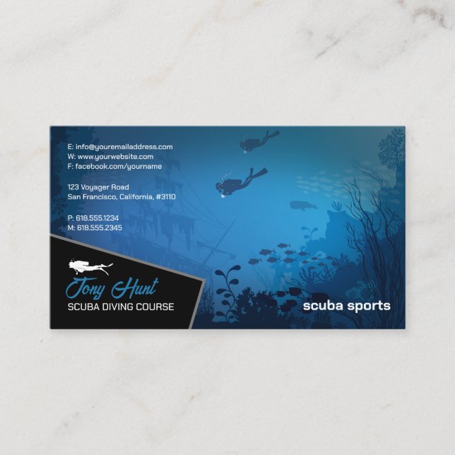 Diving Instructor | Frogman | Scuba Sports Business Card (Front)