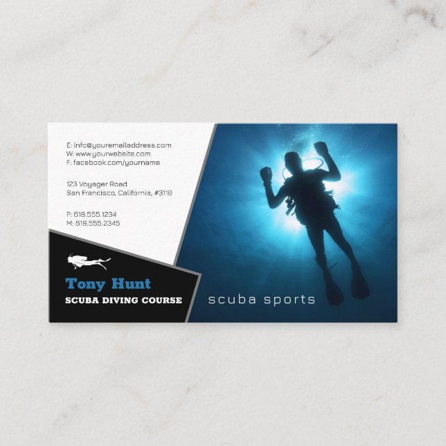 Diving Instructor | Frogman | Scuba Sports Business Card (Front)