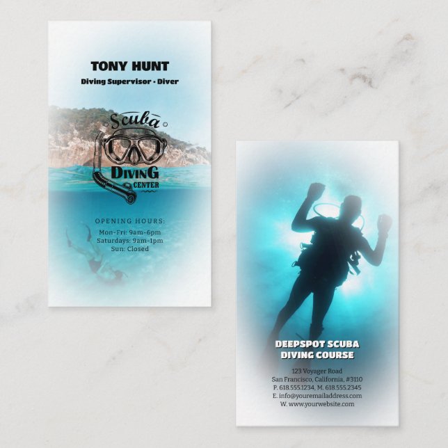 Diving Instructor | Frogman | Scuba Sports Business Card (Front/Back)