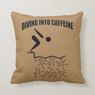 Diving Into Caffeine Brown Version Throw Pillow