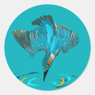 Diving Kingfisher Wine Label
