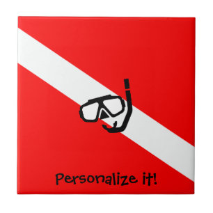 Diving mask with flag tile