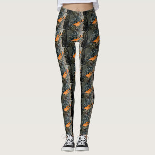 diving redhead mermaid black leggings