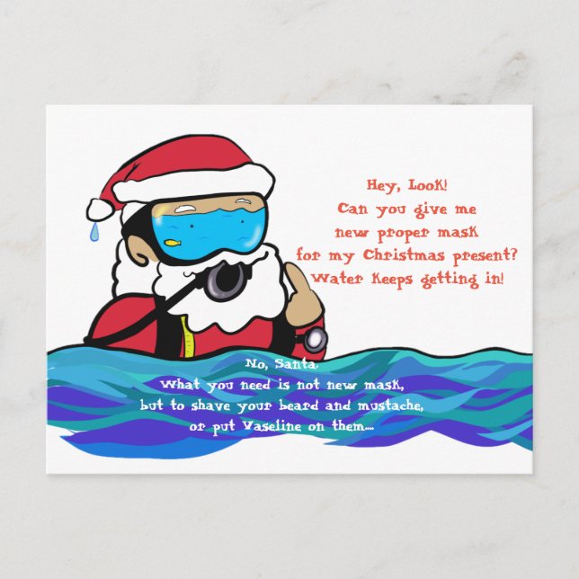 Diving Santa Claus ポストカード Postcard (Front)