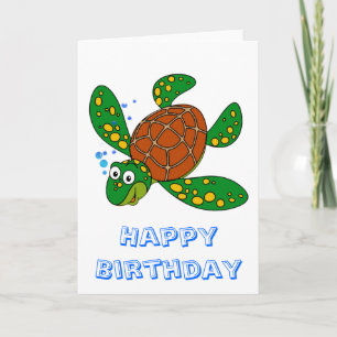Diving Sea Turtle Birthday Card