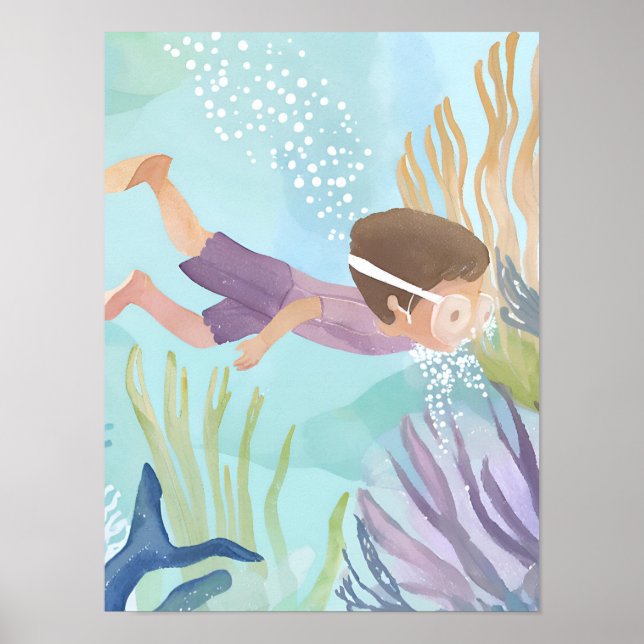 Diving the coral reef poster (Front)