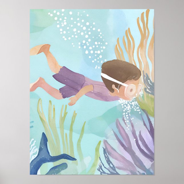 Diving the coral reef poster (Front)