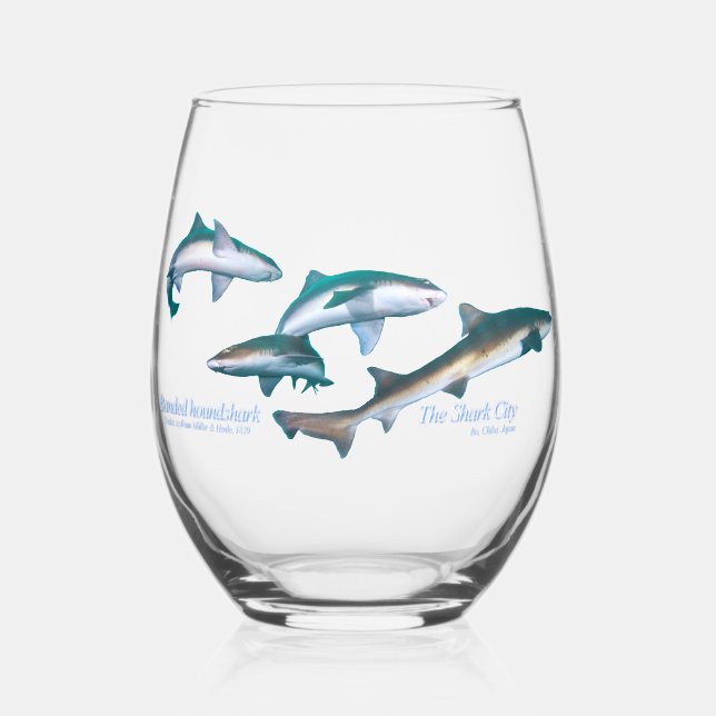 Diving with Shark Drinkware Set Stemless Wine Glass (Front)