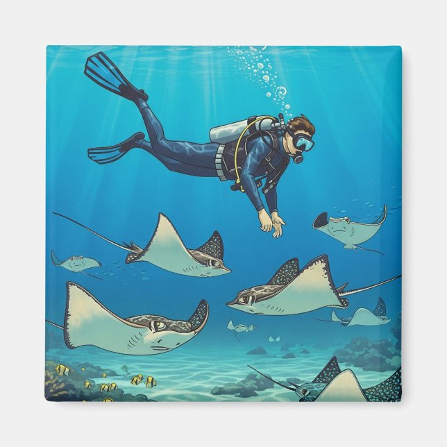 Diving with Stingrays Magnet (Front)