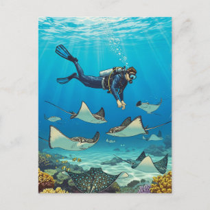 Diving with Stingrays Postcard