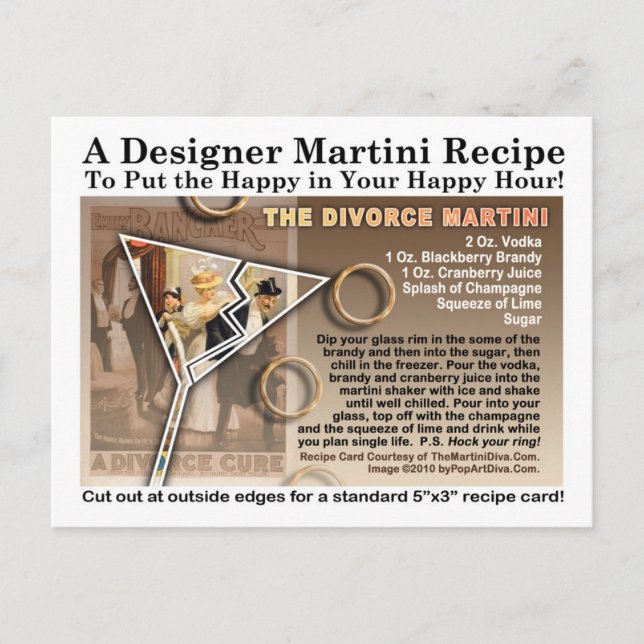 Divorce Martini Recipe Postcard (Front)