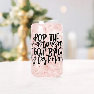 Divorce Party   Black and Gold Pop the Champagne Can Glass