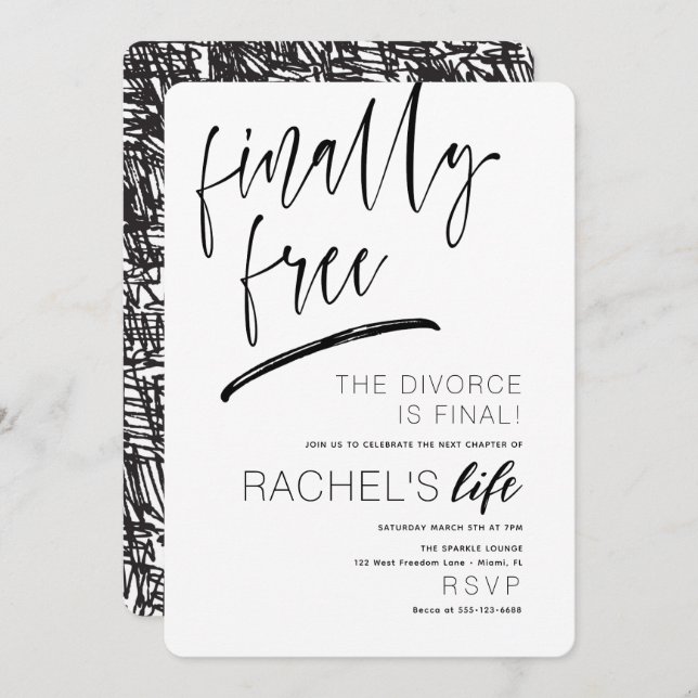 Divorce Party Invitation Enfin gratuit (Devant / Derrière)