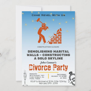 Divorce party invites: Construction closure Invitation