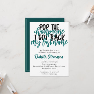Divorce | Turquoise Pop the Champagne Invitation