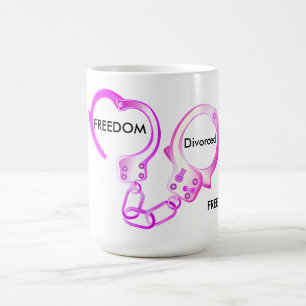 Divorced finally free pink open handcuff coffee mug