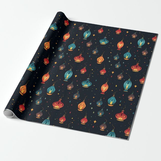 Diwali Colourful Lanterns  Wrapping Paper (Unrolled)