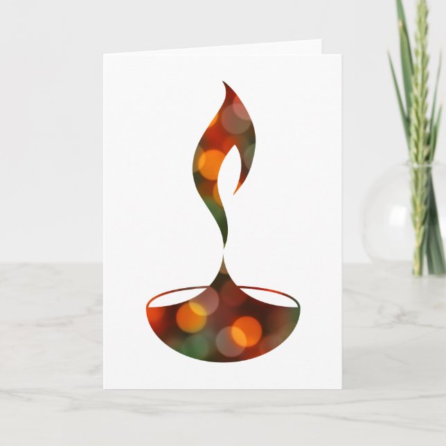 diwali diya bokeh candle card (Front)