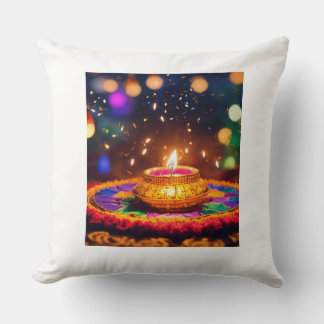 Diwali Diya Light Lamp Auspicious occasion  Throw Pillow