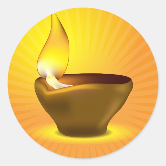 Diwali Diya - Oil lamp for dipawali celebration Classic Round Sticker (Front)
