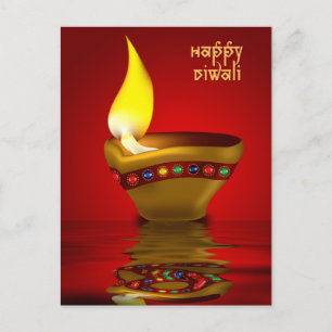 Diwali Diya - Oil lamp illustration Postcard
