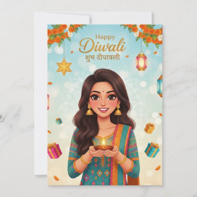 Diwali festival celebration invitation (Front)