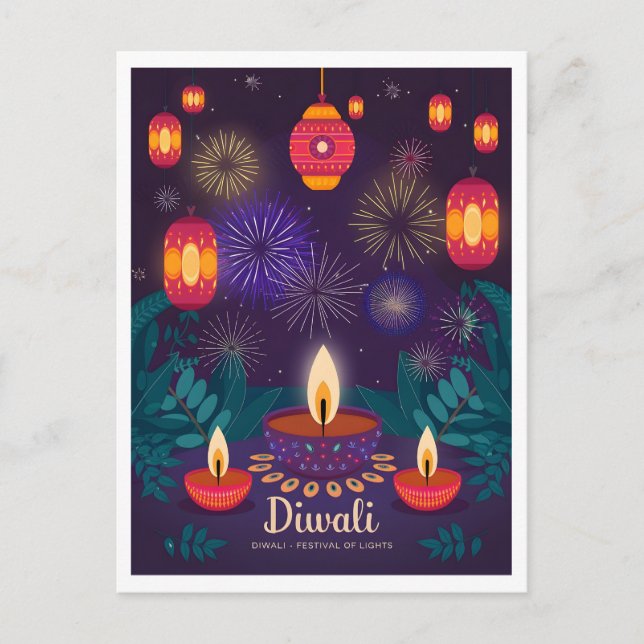 Diwali Festival of Lights Vintage Postcard (Front)