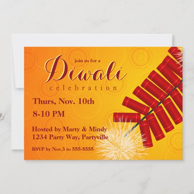 Diwali Firecrackers Invitation (Front)
