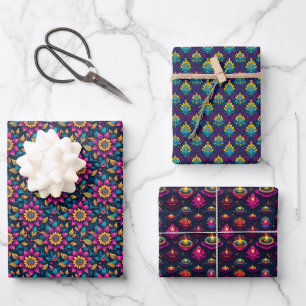 Diwali Floral Pattern Wrapping Paper Sheet