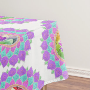 Diwali glitter lotus rangoli tablecloth