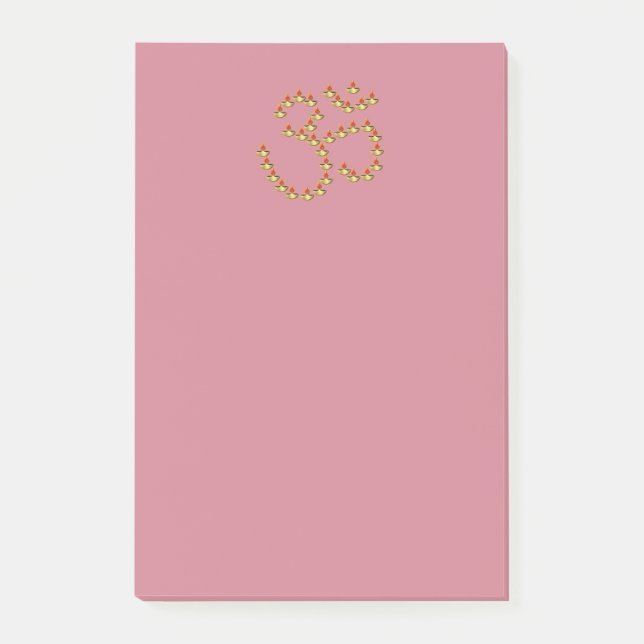 Diwali Gold Deepa in Om Symbol Bright Burgundy Post-it Notes (Front)