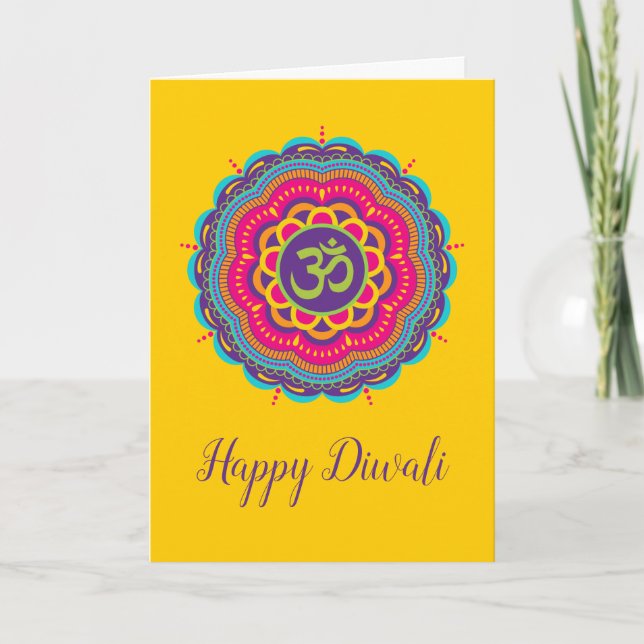 Diwali Greeting Card in Bright Color Mandala (Front)
