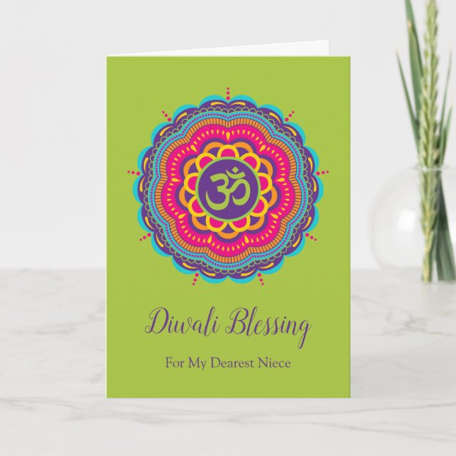 Diwali Greeting Card in Bright Colour Mandala (Front)