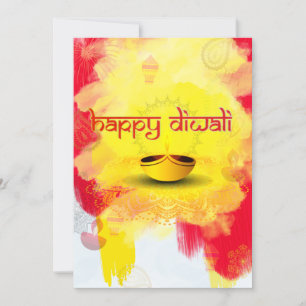 Diwali greeting with Diya in budget  Holiday Card