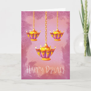 Diwali Greeting With Watercolor Lights Card